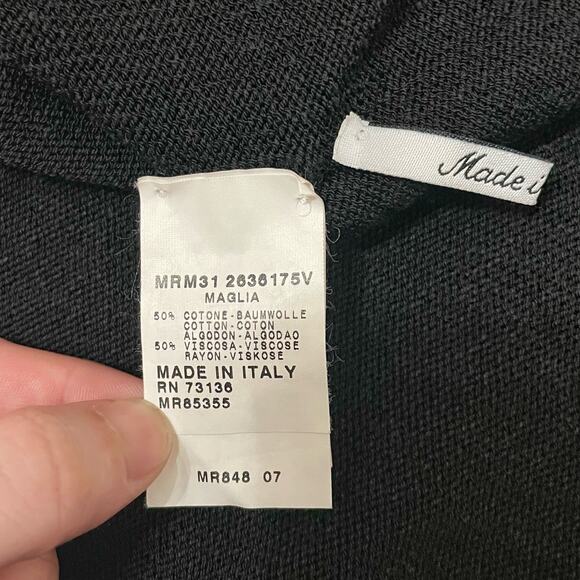 Marina Rinaldi Knit Sweater Dress Side Slits Black Minimalist Italy - Size Small - Picture 6 of 9